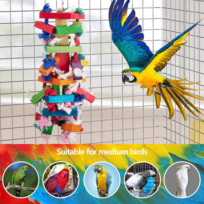Deloky Bird Block Knots Tearing Toy -19.7 Inch Multicolored Natural Wooden Parrot Chewing Toy Suggested for Macaws Cokatoos,African Grey and a Variety of Parrots.(Large Size) Animals & Pet Supplies > Pet Supplies > Bird Supplies > Bird Toys Deloky   