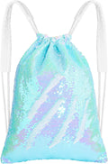 MHJY Sparkly Sequin Drawstring Bag,Mermaid Sequin Backpack Glitter Sports Dance Bag Shiny Travel Backpack Home & Garden > Household Supplies > Storage & Organization touchhome Mermaid Pale Blue  