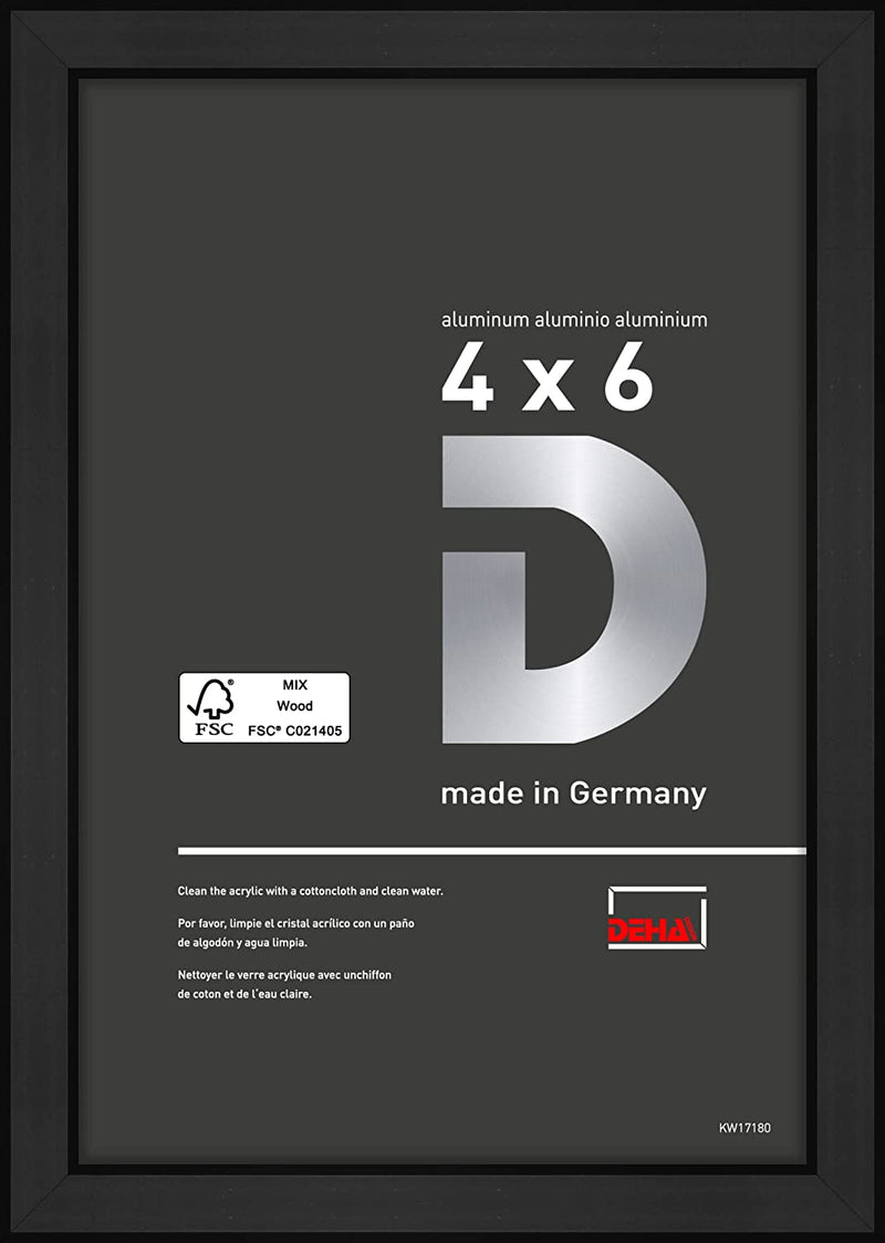DEHA Design Picture Frame Boston 12X16 Inch Contrast Grey | Modern Stable Aluminium Metal Frame with Shatter Resistant Glass | Horizontal and Vertical Format for Wall Mount | Photo Poster Art Home & Garden > Decor > Picture Frames DEHA Design Jet Black matt 4x6 