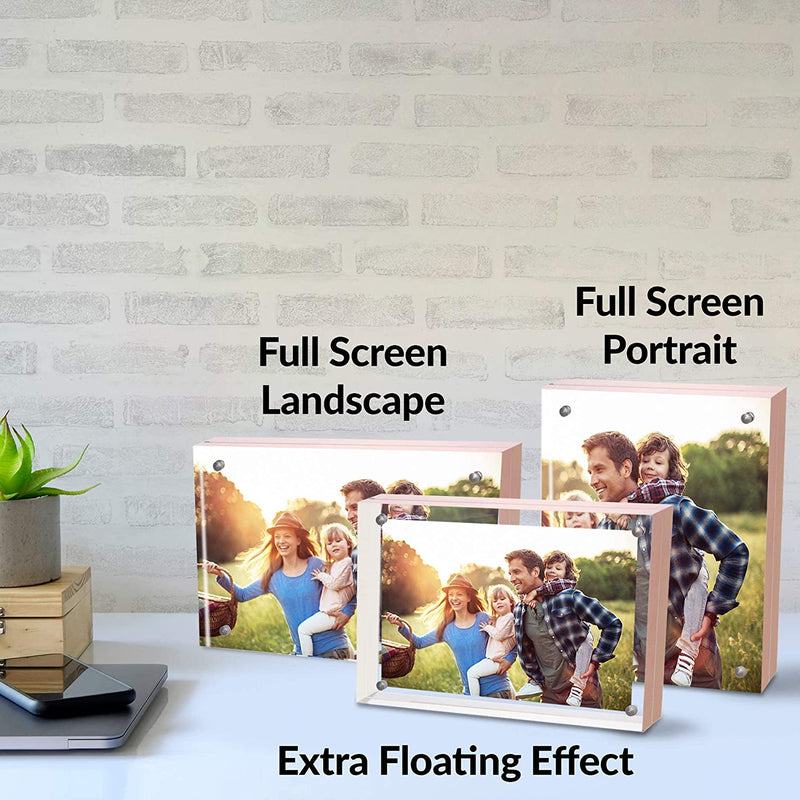 Simbalux Magnetic Acrylic Picture Photo Frame 4X6 Inches (3 Pack), Clear Glass like with Rose Gold Edge Trim, Double Sided Frameless Desktop Floating Display, Free Standing, Easy to Change Home & Garden > Decor > Picture Frames SimbaLux   