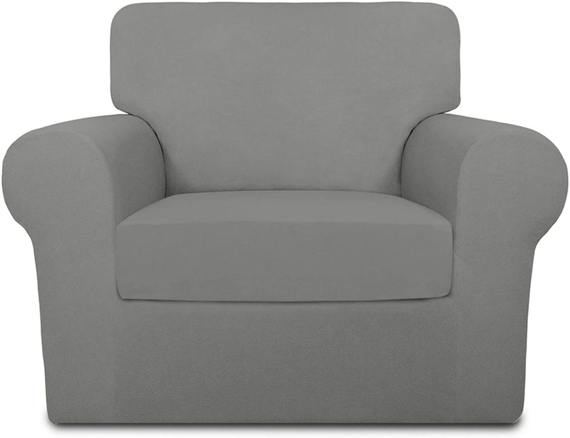 Purefit 4 Pieces Super Stretch Chair Couch Cover for 3 Cushion Slipcover – Spandex Non Slip Soft Sofa Cover for Kids, Pets, Washable Furniture Protector (Sofa, Brown) Home & Garden > Decor > Chair & Sofa Cushions PureFit Light Gray Small 