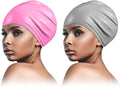 2 Piece Long Hair Swimming Cap for Man and Woman Silicone Swimming Cap Waterproof for Dreadlocks, Braids, Curls Sporting Goods > Outdoor Recreation > Boating & Water Sports > Swimming > Swim Caps Syhood Grey, Pink  