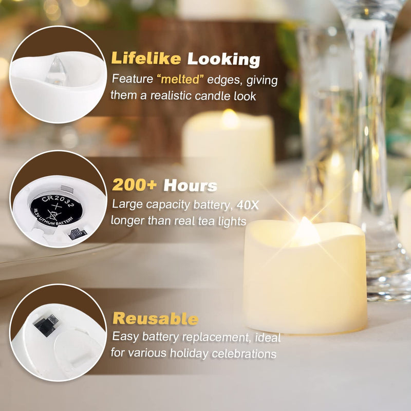 Homemory LED Tea Lights Candles Battery Operated, Lasts 3X Longer Flameless Votive Candles, Flickering LED Candles, Holiday Candles for Home, Table Centerpieces, Wedding, Halloween, Christmas, 12Pcs Home & Garden > Decor > Seasonal & Holiday Decorations Global Selection   