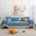 EAVD Boho Couch Cover Beige Sectional Couch Cover Durable Chenille Couch Cover with Lace Edge Solid Couch Protectors from Cats Dogs Scratching Sofa Couch Cover for 2 Cushion Couch(71"X118",Beige) Home & Garden > Decor > Chair & Sofa Cushions EAVD Blue#waterproof Large(71"x 118") 
