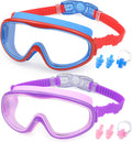 KAILIMENG Kids Swim Goggles, 2 Pack Swimming Goggles for Age 3-15, Anti-Fog Anti-Uv Cear Wide View Sporting Goods > Outdoor Recreation > Boating & Water Sports > Swimming > Swim Goggles & Masks KAILIMENG 2c.red Blue & Purple  