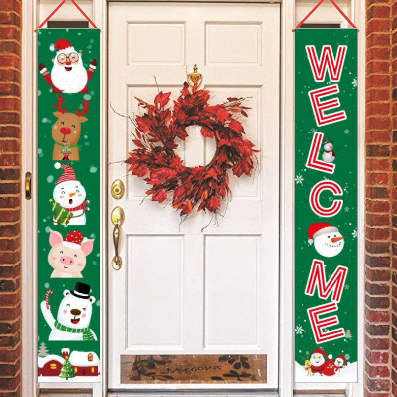 Porch Christmas Decorations, Merry Christmas Banner, Christmas Porch Sign - Large Christmas Front Door Decorations Outdoor, Red Plaid Christmas Decor Outside, Christmas Yard Signs - 71X12 IN  Maynos D  