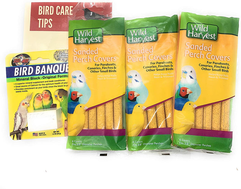 Generic Sanded Bird Perch Cover Bundle Includes: (3) Packs of 6 Perch Covers (Total of 18 Covers), (1) Mineral Block Supplement, and (1) Laminated Bird Tips Card. Animals & Pet Supplies > Pet Supplies > Bird Supplies Several   