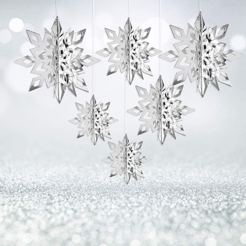 Goodwill 18 PCS Christmas Hanging Snowflake Decorations, 3D White Silver Snowflake Garland for Christmas Winter Wonderland Holiday New Year Party Home Home & Garden > Decor > Seasonal & Holiday Decorations& Garden > Decor > Seasonal & Holiday Decorations Goodwill   
