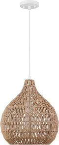 Globe Electric 61090 1-Light Pendant Light, Light Twine Shade, White Socket, White Cloth Hanging Cord, E26 Base Socket, Kitchen Island, Pendant Light Fixture, Adjustable Height, Home Décor Lighting Home & Garden > Lighting > Lighting Fixtures Globe Electric Tika Without Bulb 