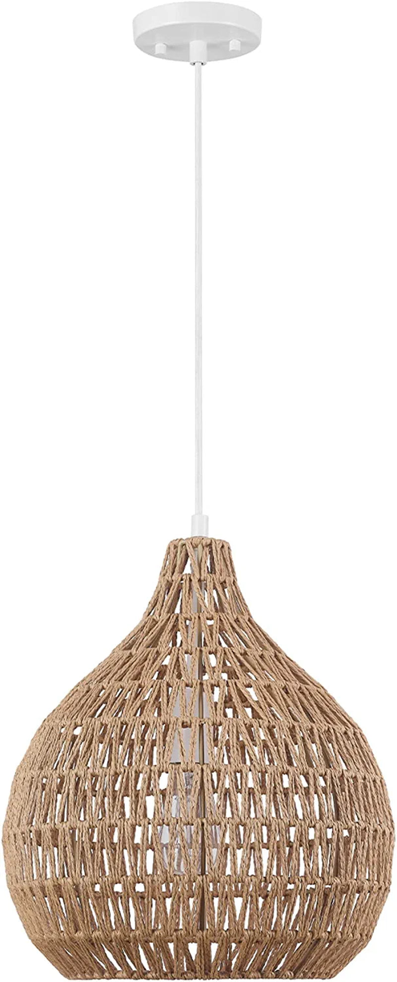 Globe Electric 61090 1-Light Pendant Light, Light Twine Shade, White Socket, White Cloth Hanging Cord, E26 Base Socket, Kitchen Island, Pendant Light Fixture, Adjustable Height, Home Décor Lighting Home & Garden > Lighting > Lighting Fixtures Globe Electric Tika Without Bulb 
