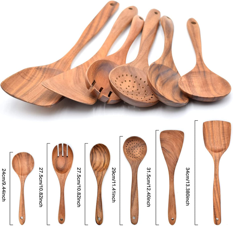 Kitchen Utensil Set, Non-Stick Cookware Kitchen Tool Wooden Cooking Spoons Natural Acacia Wood, Spoon and Spatula, Wooden Spoon for Salad Fork. Home & Garden > Kitchen & Dining > Kitchen Tools & Utensils Lohagt   