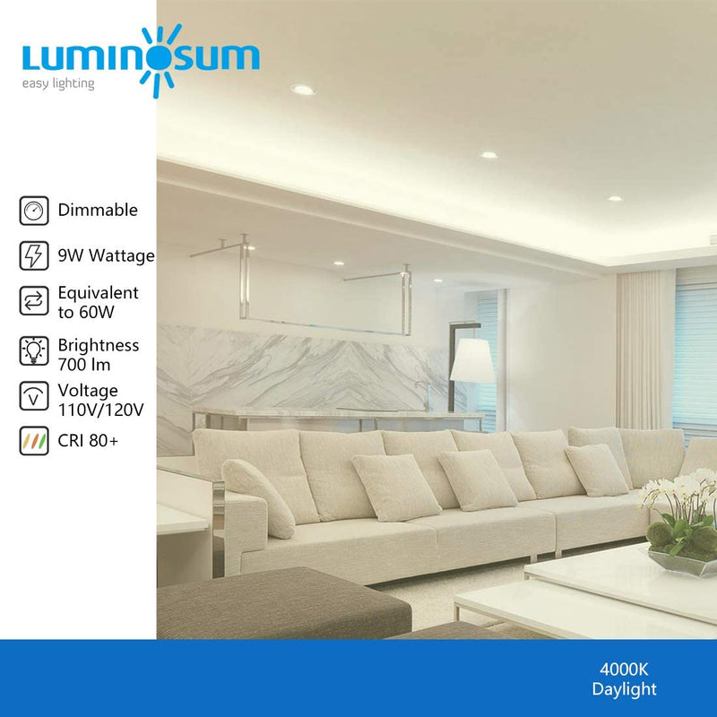 LUMINOSUM 4 Inch 9W COB LED Gimbal Downlight with Junction Box, 700Lm, 60W Equiv, Dimmable IC Rated Airtight, ETL & Energy Star Listed, Natural White 4000K, 12-Pack Home & Garden > Lighting > Flood & Spot Lights LUMINOSUM   