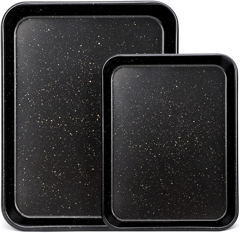 Suice 3 Pcs Nonstick Baking Pan Set, 14.5 X 10 & 12 X 7 & 9 X 6 Inch Cookie Sheet Toaster Oven Pan Carbon Steel Bakeware for Daily Baking, Roasting, Cooking, Home Kitchen & Commercial Use - Black Home & Garden > Kitchen & Dining > Cookware & Bakeware Suice Medium 11x9&9x6.5"-Black 