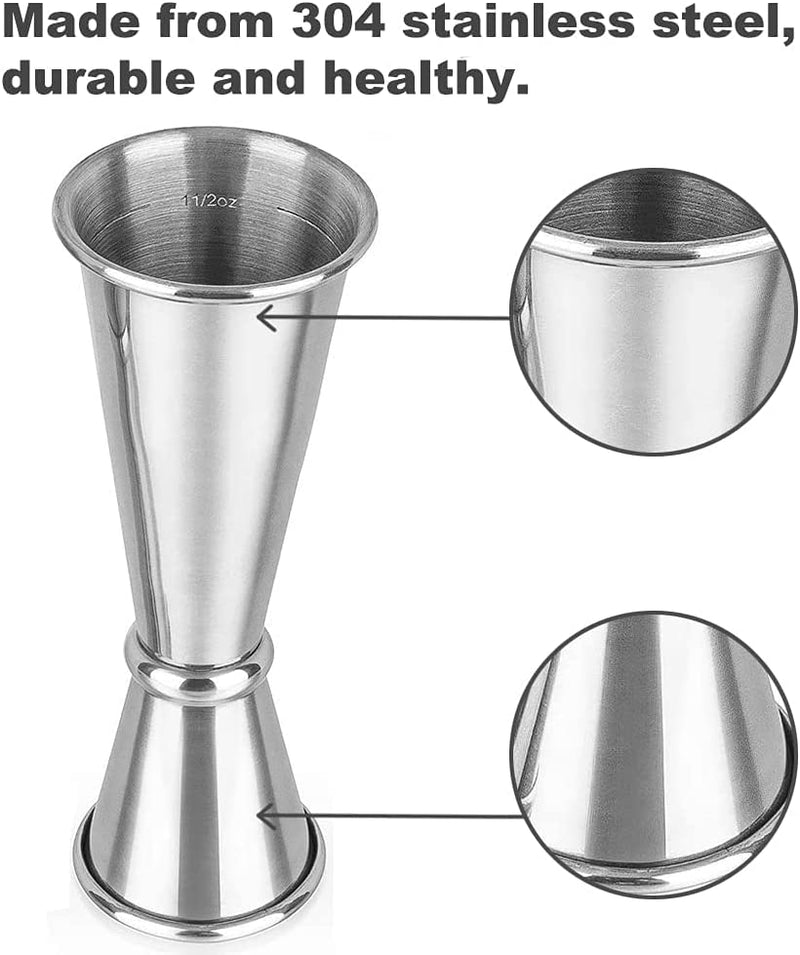 Cocktail Jigger for Bartending - Japanese Double Sided Jigger with Measurements Inside, 2 Oz 1 Oz Stainless Steel Measuring Jigger Home & Garden > Kitchen & Dining > Barware Barfroee   