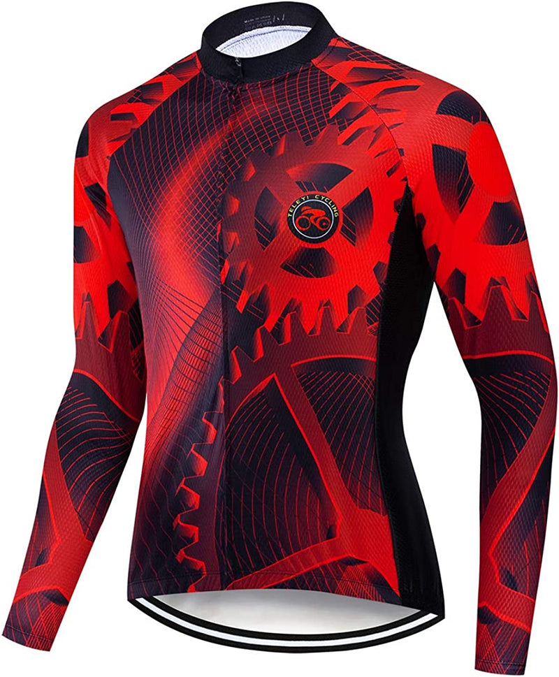 Weimostar Men'S Cycling Jersey Winter Thermal Fleece Long Sleeve Biking Shirts Breathable Sporting Goods > Outdoor Recreation > Cycling > Cycling Apparel & Accessories Weimostar Gear Red XX-Large 