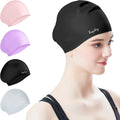 Tripsky Silicone Swim Cap for Long Hair | Swimming Cap for Women Men Teenager | Curved Bathing Cap Ideal for Curly Short Medium Long Thick Hair,Keep Your Hair Dry & Unchanged Sporting Goods > Outdoor Recreation > Boating & Water Sports > Swimming > Swim Caps Tripsky Black 1 
