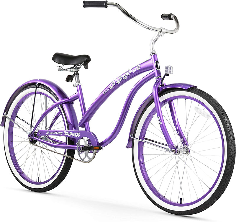 Firmstrong Bella Classic Single Speed Beach Cruiser Bicycle Sporting Goods > Outdoor Recreation > Cycling > Bicycles Firmstrong Purple 26" / 1-Speed 