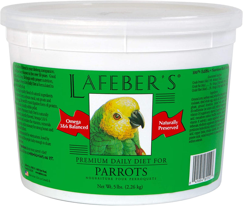 Lafeber Premium Daily Diet Pellets Pet Bird Food, Made with Non-Gmo and Human-Grade Ingredients, for Parrots, 5 Lb