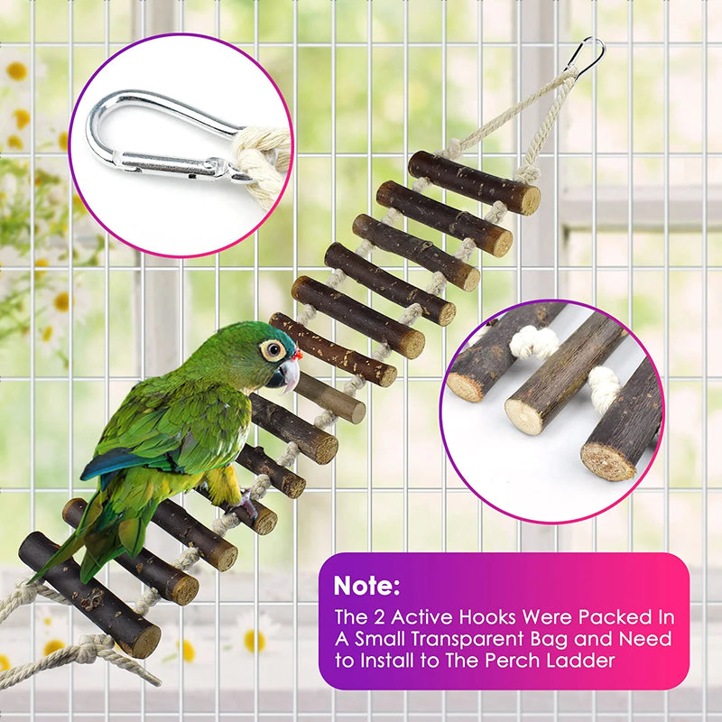 KATUMO Small Bird Toys, Natural Wood Ladder Colorful Bamboo Hanging Shredding Toys Parrot Chew Wooden Blocks Bird Perch for Parakeets, Conures, Cockatiels, Budgies, Love Birds and Other Small Birds Animals & Pet Supplies > Pet Supplies > Bird Supplies > Bird Toys KATUMO   