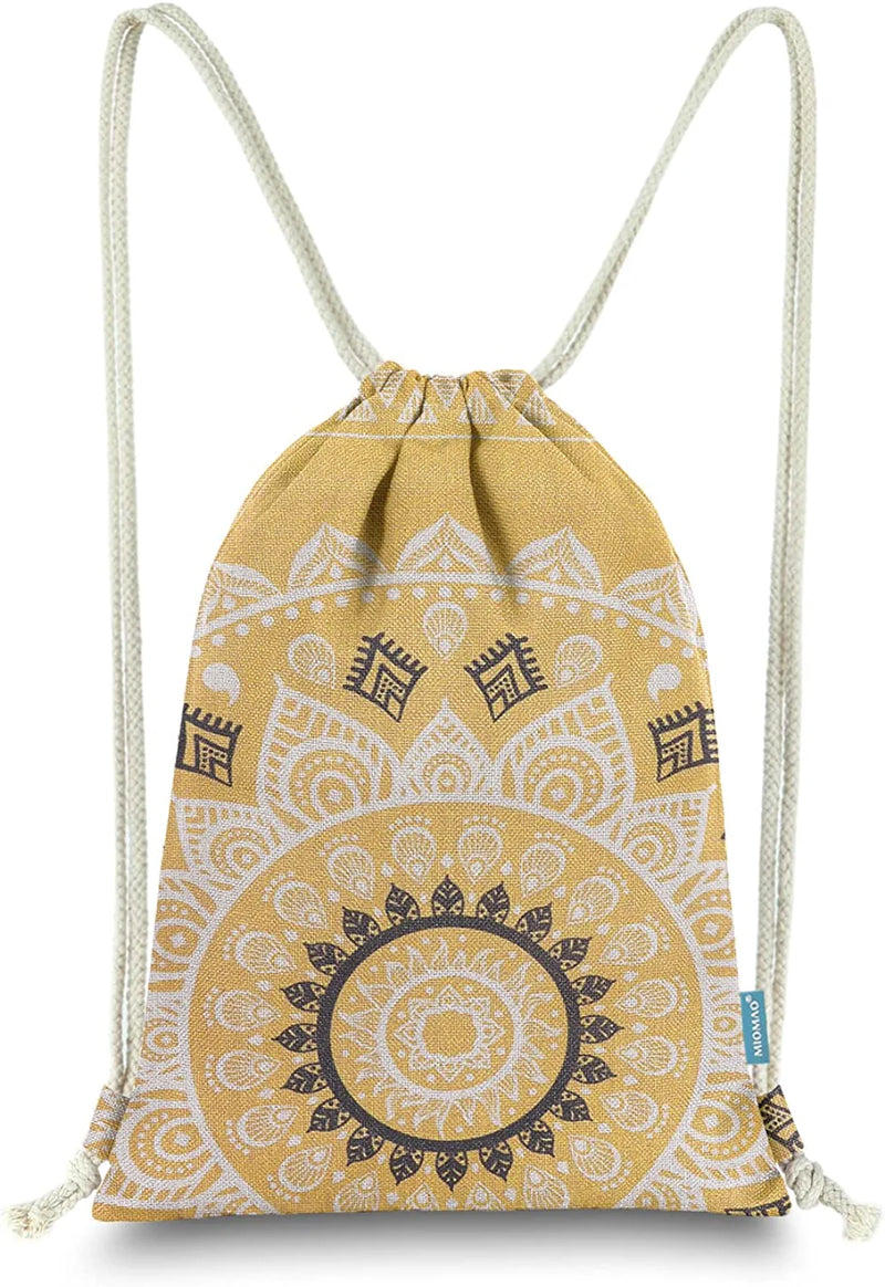 Miomao Drawstring Backpack Mandala Style String Bag Canvas Beach Sport Daypack Home & Garden > Household Supplies > Storage & Organization Qingdao Miomao E-Commerce Co., Ltd Mimosa  