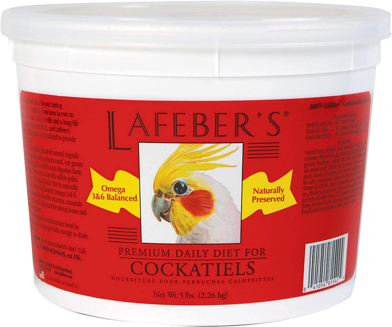 Lafeber Premium Daily Diet Pellets Pet Bird Food, Made with Non-Gmo and Human-Grade Ingredients, for Cockatiels, 5 Lb Animals & Pet Supplies > Pet Supplies > Bird Supplies > Bird Food Lafeber Company Classic 5 Pound (Pack of 1) 