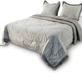 DOMDEC 3-Piece Quilted Comforter Set Washed Microfiber Shell down Alternative Fill Stylish Ruffled Edge Machine Washable Bedspread(King Size + 2 Pillow Shams, Green) Home & Garden > Linens & Bedding > Bedding > Quilts & Comforters Domdec Home Fashions LLC Grey King Set 