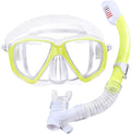 Kids Swim Goggles Scuba Diving Mask Youth No Leak Anti-Fog Swimming Goggles Nose Cover Clear Wide Vision Dive Mask Age 5-15 Sporting Goods > Outdoor Recreation > Boating & Water Sports > Swimming > Swim Goggles & Masks BXT Yellow, Snorkeling Set  