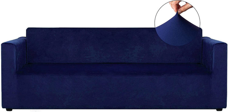 RECYCO Velvet Sofa Covers for 4 Cushion Couch, Furniture Covers for Sofa, Sofa Slipcover 1 Piece for Living Room, Dogs, Navy Home & Garden > Decor > Chair & Sofa Cushions RECYCO Navy X-Large 