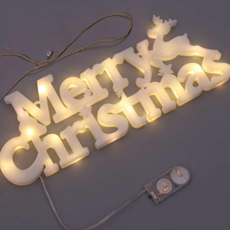 Merry Christmas Lights Door Sign Letters Battery Operated LED Wreaths Decorative Lamps Light up Merry Christmas Sign Xmas Party Decor Supplies for Winter Holiday New Year Xmas Party Home Decorations Home & Garden > Decor > Seasonal & Holiday Decorations& Garden > Decor > Seasonal & Holiday Decorations FYCONE   