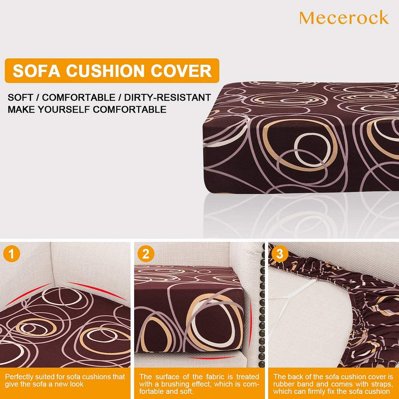 Mecerock Printed Stretch Couch Seat Cover Sofa Cushion Removable Washable Soft Spandex Furniture Protector for Individual Cushions Sofa Seat Cover Sofa Slipcover Flexibility with Elastic Home & Garden > Decor > Chair & Sofa Cushions Mecerock   