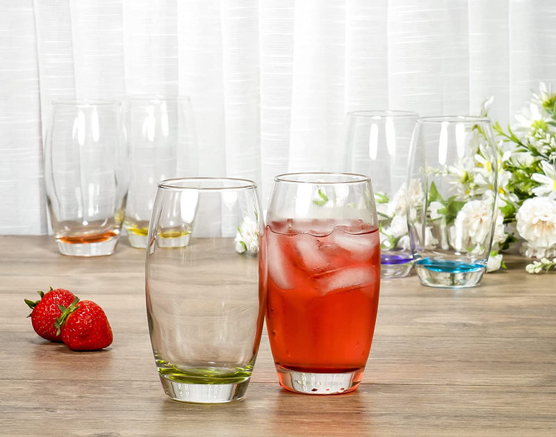 Red Co. Large 16 Oz Multicolored Drinking Glass Set of 6 for Water, Beverage, Cocktail, Mixed Drinks Home & Garden > Kitchen & Dining > Tableware > Drinkware Red Co.   