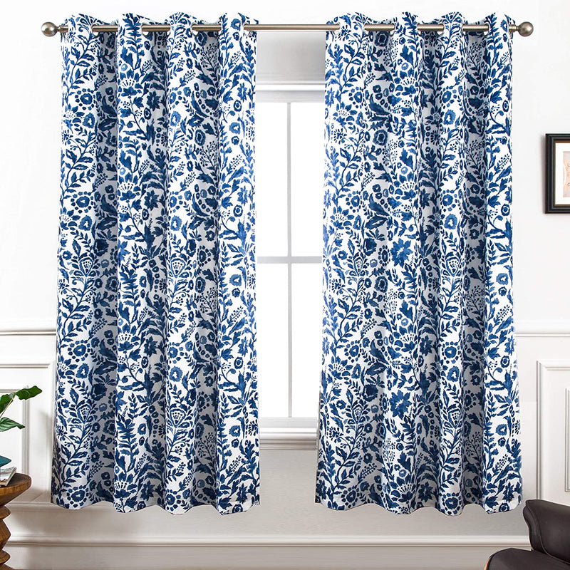 Driftaway Julia Watercolor Blackout Room Darkening Grommet Lined Thermal Insulated Energy Saving Window Curtains 2 Layers 2 Panels Each Size 52 Inch by 84 Inch Blush Home & Garden > Decor > Window Treatments > Curtains & Drapes DriftAway Navy 52'' x 63'' 