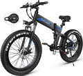 Electric Bike, 26'' Fat Tire Electric Bike 500W 21.6MPH Removable 48V/10Ah Battery, Adult Mountain Snow Beach Electric Bike with Lockable Suspension Fork, Shimano 21 Speed Gears Folding Electric Bike Sporting Goods > Outdoor Recreation > Cycling > Bicycles Shenzhen Chirrey Technology Co., Ltd A-Blue  