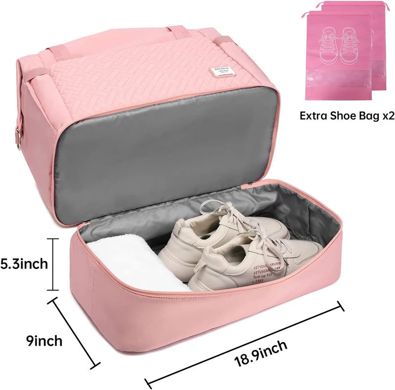 Gym Bag for Women, Sports Duffel Bag with USB Charging Port, Dance Bag with Shoes Compartment, Weekender Bag for Travel, Gym, Yoga, School（Pink） Home & Garden > Household Supplies > Storage & Organization BAVERGE   