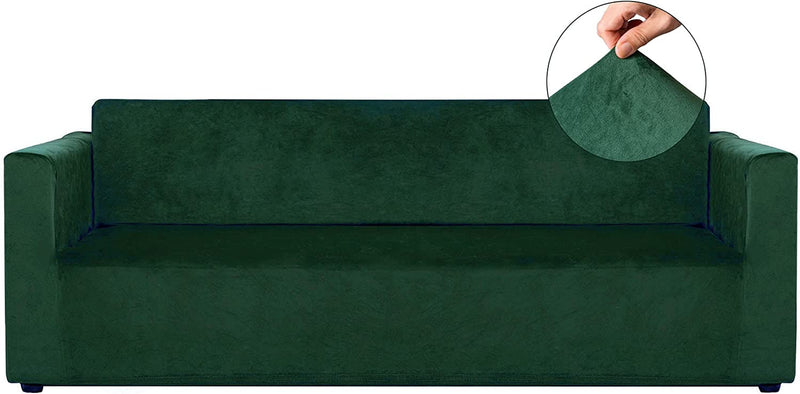 RECYCO Velvet Sofa Covers for 4 Cushion Couch, Furniture Covers for Sofa, Sofa Slipcover 1 Piece for Living Room, Dogs, Navy Home & Garden > Decor > Chair & Sofa Cushions RECYCO Green X-Large 