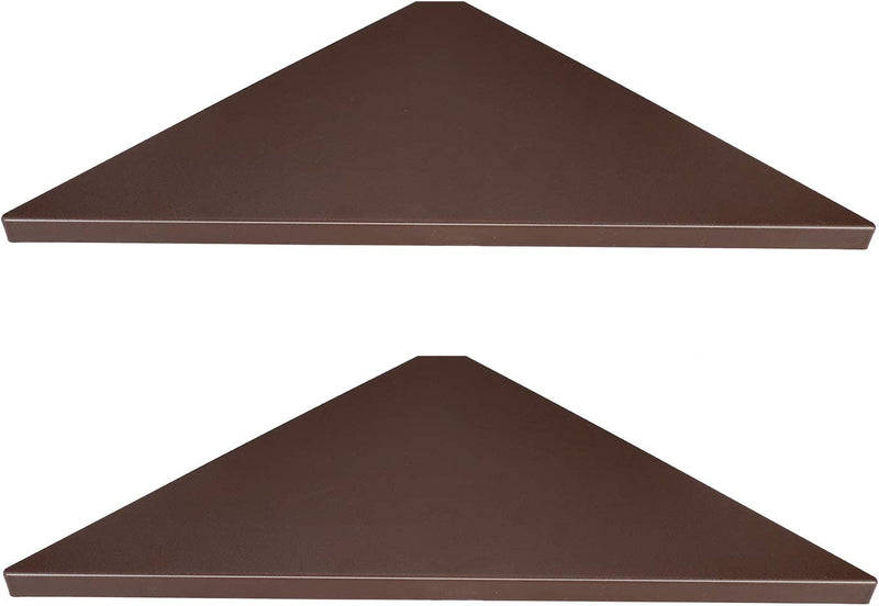 Evron Corner Mounting Shelf,Easy to Install Wall Corner Shelf,Set of 2 (Black Aluminum Shelves with Bendable Point) Furniture > Shelving > Wall Shelves & Ledges Evron Brown Wooden Striped With Hole Pattern  