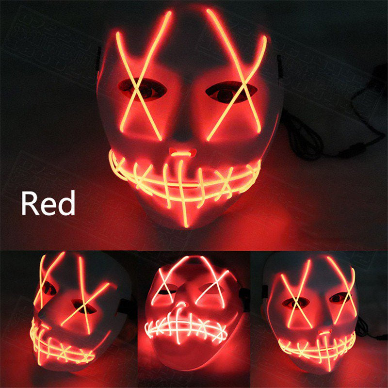 Scary Mask Halloween Cosplay Led Costume Mask El Wire Light up Mask for Festival Parties Blue Apparel & Accessories > Costumes & Accessories > Masks Kuteck Red  