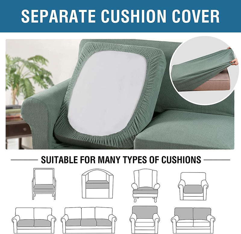 Sage Sofa Covers for 3 Cushion Couch Bundles Loveseat Covers for 2 Cushion Couch Home & Garden > Decor > Chair & Sofa Cushions H.VERSAILTEX   