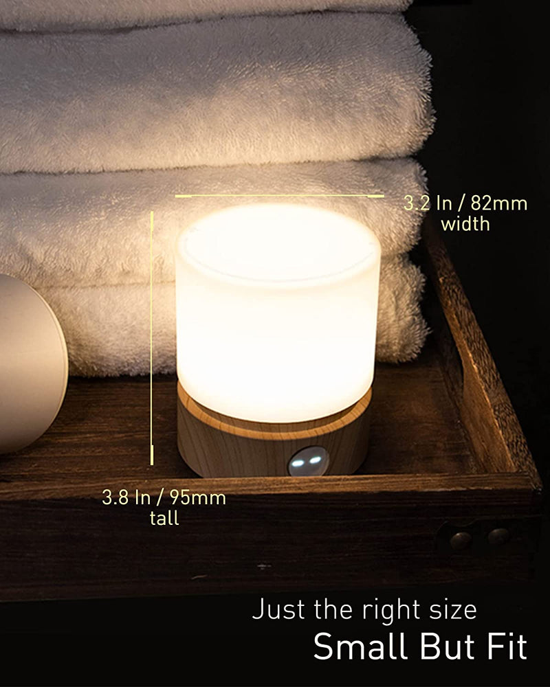 Smilodon Timer Night Light,Dimmable LED Bedside Lamp,Night Light Kids,Woodgrain,Sleep Aids Light,Rechargeable,Battery Operated