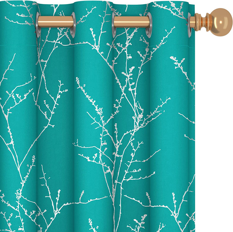 Deconovo Thermal Blackout Curtains for Bedroom and Living Room, 84 Inches Long, Light Blocking Drapes, 2 Panels with Tree Branches Design - 52W X 84L Inch, Beige, Set of 2 Panels Home & Garden > Decor > Window Treatments > Curtains & Drapes Deconovo Turquoise 42W x 84L Inch 