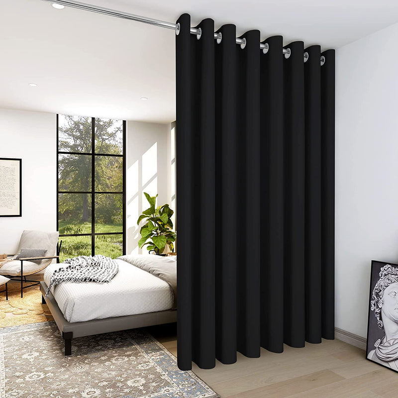 Deconovo Room Divider Curtains for Office (10Ft Wide X 8Ft Tall, 1 Panel, Khaki) Blackout Curtains for Sliding Door, Thermal Window Drapes, Grommet Curtain Panles for Bedroom, Living Room, Loft Home & Garden > Decor > Window Treatments > Curtains & Drapes Deconovo Black 15ft Wide x 8ft Tall 