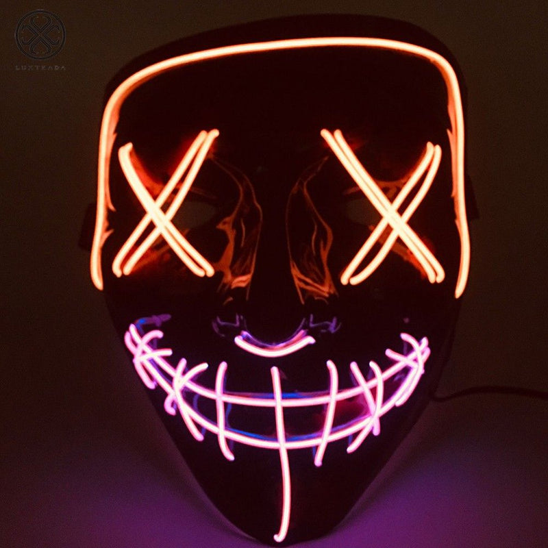 Luxtrada Clubbing Light up "Stitches" LED Mask Costume Halloween Rave Cosplay Party Xmas + AA Battery (Orange&Pink) Apparel & Accessories > Costumes & Accessories > Masks Luxtrada Orange&Pink  