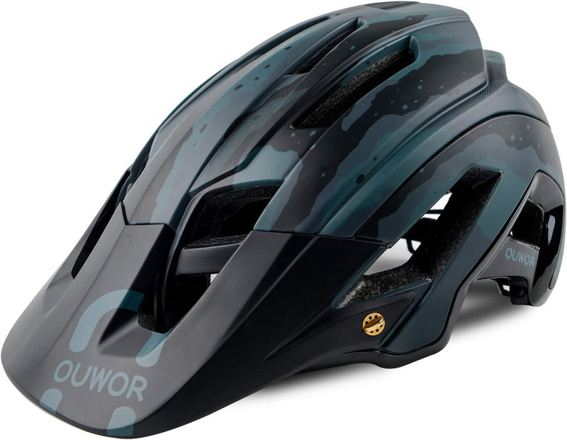 OUWOR Mountain Bike MTB Helmet for Adults and Youth Sporting Goods > Outdoor Recreation > Cycling > Cycling Apparel & Accessories > Bicycle Helmets OUWOR Camouflage Black + Gray Large: 56-61 cm / 22-24 inch 