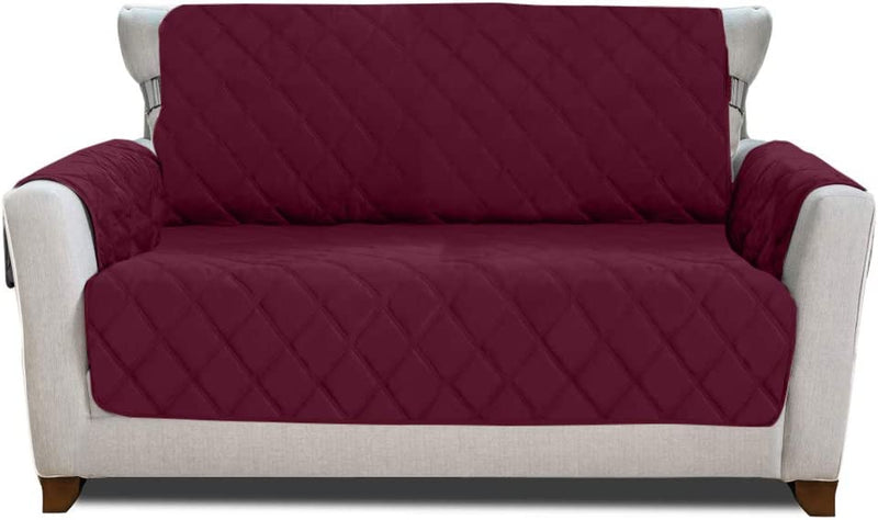 MIGHTY MONKEY Patented Sofa Slipcover, Reversible Tear Resistant Soft Quilted Microfiber, XL 78” Seat Width, Durable Furniture Stain Protector with Straps, Washable Couch Cover, Chevron Navy White Home & Garden > Decor > Chair & Sofa Cushions MIGHTY MONKEY Merlot/Sand Loveseat 