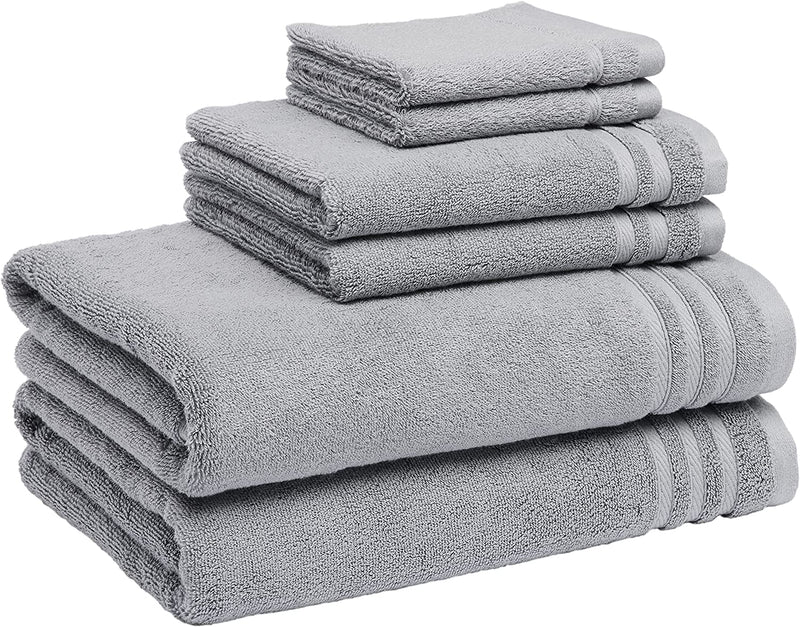 Cotton Bath Towels, Made with 30% Recycled Cotton Content - 2-Pack, White Home & Garden > Linens & Bedding > Towels KOL DEALS Blue Grey 6-Piece Set 