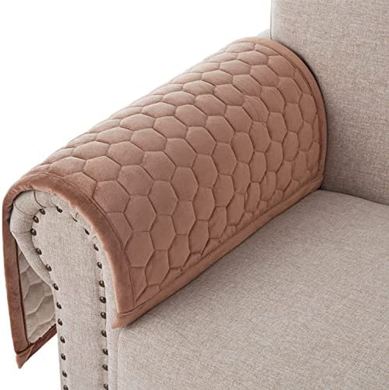 Ostepdecor Sofa Armrest Covers, Backrest Covers, Quilted Sectional Couch Covers, Velvet Sofa Cover for Dogs Cats Pet Love Seat Leather L Shaped, Gray 28 X 28 Inches Home & Garden > Decor > Chair & Sofa Cushions OstepDecor Brown 28" x 28" 