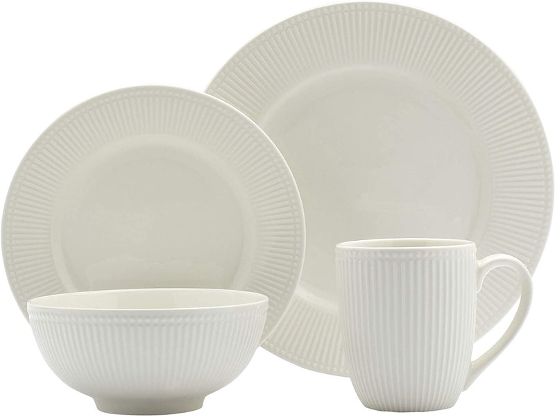 Tabletops Gallery Embossed Bone White Porcelain round Dinnerware Collection- Chip Resistant Scratch Resistant, Bloom 12 Piece Dinnerware Set (Dinner Plate, Salad Plate, Cereal Bowl) Home & Garden > Kitchen & Dining > Tableware > Dinnerware Tabletops Unlimited FLEUR 16PC 