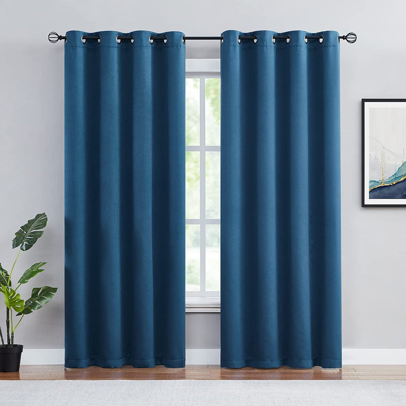 FMFUNCTEX Branch Grey Blackout Curtain Panels for Bedroom 84" Foil Gold Tree Branch Window Curtains Metallic Print Energy Efficient Thermal Curtain Drapes for Guest Living Room Grommet Top 2 Panels Home & Garden > Decor > Window Treatments > Curtains & Drapes FMFUNCTEX Solid Navy Blue 50" x 96"L 
