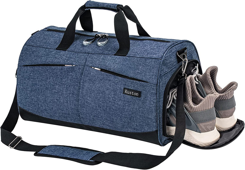 Kuston Sports Gym Bag with Shoes Compartment &Wet Pocket Gym Duffel Bag Overnight Bag for Men and Women-Green Home & Garden > Household Supplies > Storage & Organization Kuston Navy blue  