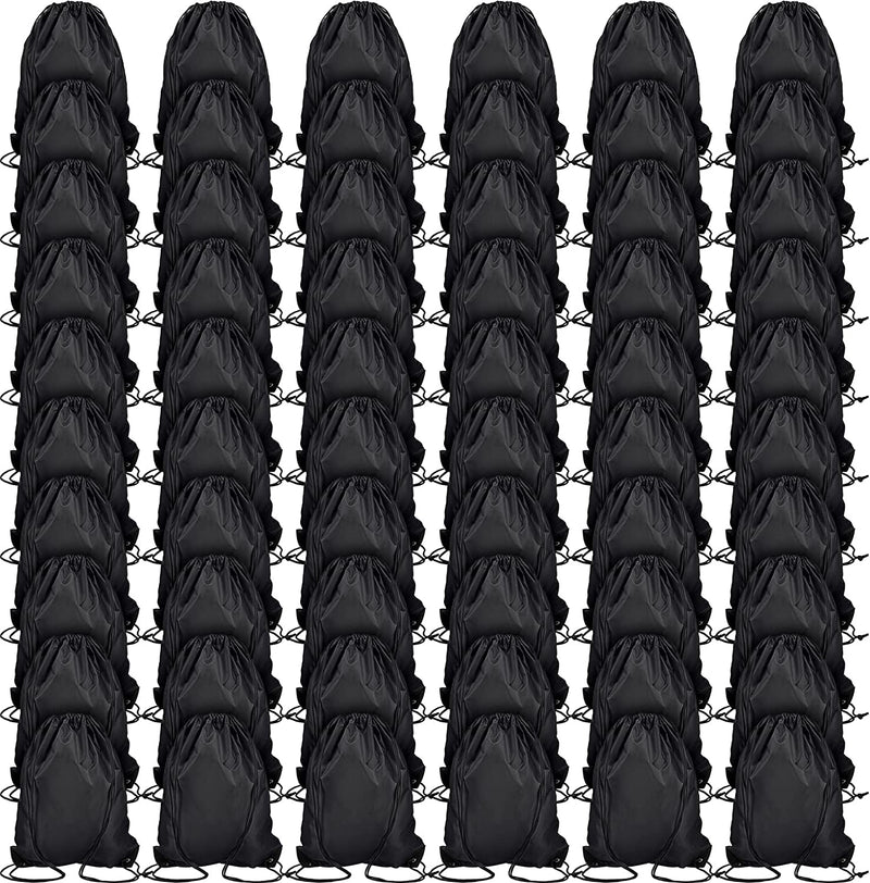 Drawstring Bags 60 Pieces Draw String Backpack Bags Bulk Drawstring Cinch Bags Party Favors for Sports Traveling Yoga Gym Storage Supplies (Red, Black, Green, Sky Blue) Home & Garden > Household Supplies > Storage & Organization Shappy Black  